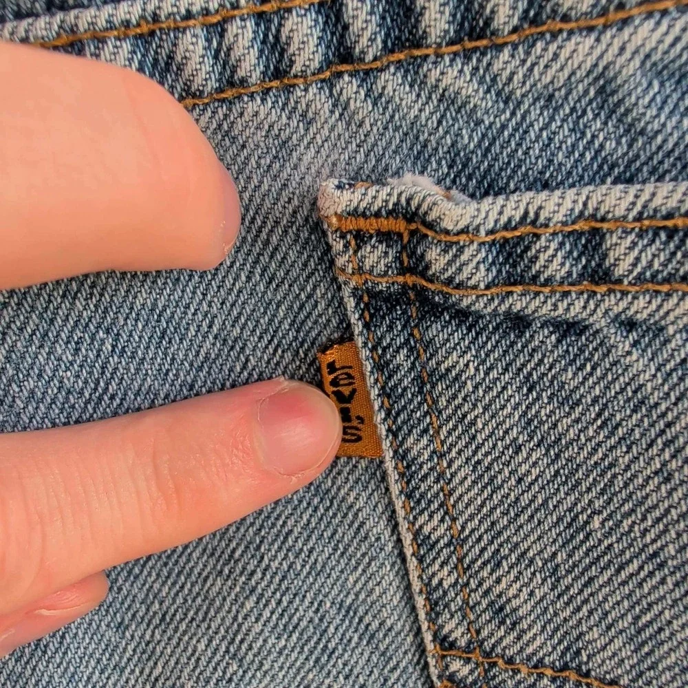 Levi's 550 Denim Shorts Mens 40 Blue Relaxed Fit Orange Tab 90s Vintage